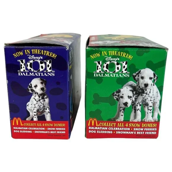 1996 McDonalds Disney 101 Dalmatians Christmas Ornaments Snow Globe Dome Vintage - Picture 11 of 12